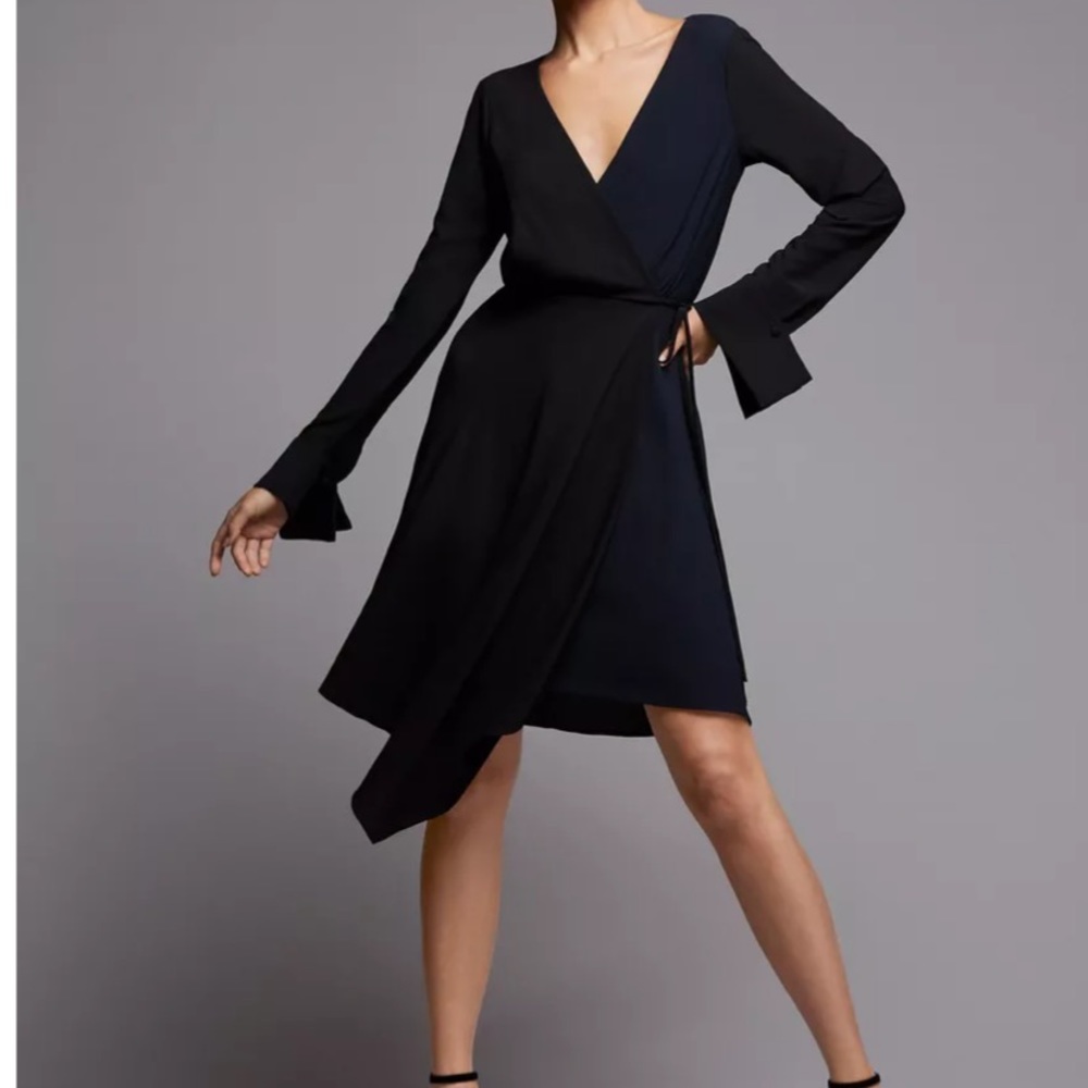 Bailey 44 Black Midi Wrap Dress Size 8